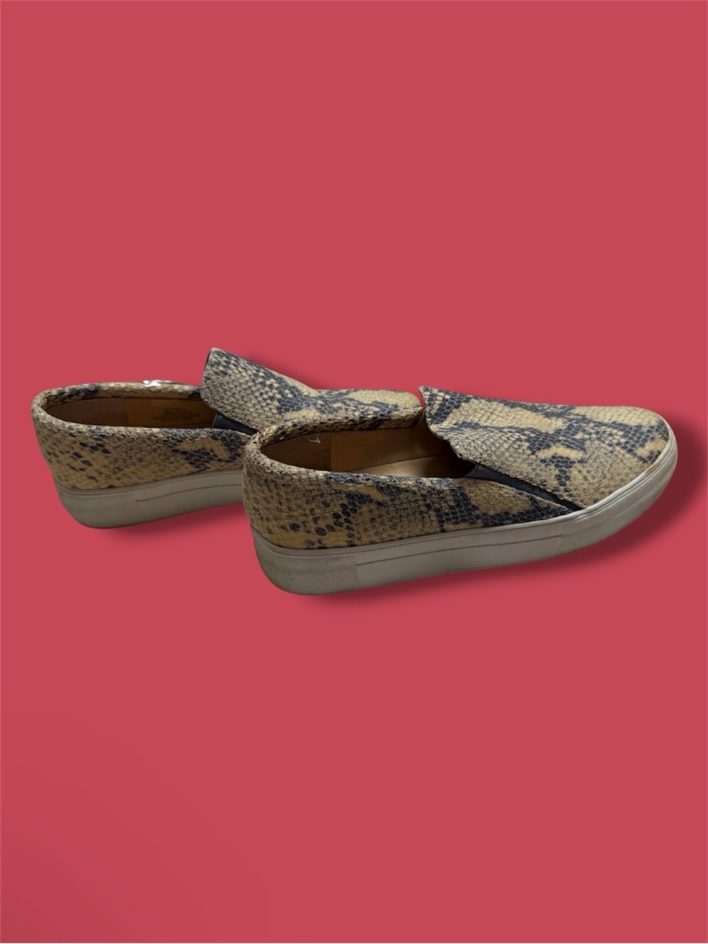 Vince Camuto Beige and Black Snake-Print Slip-On Sneakers - Picture 4 of 6